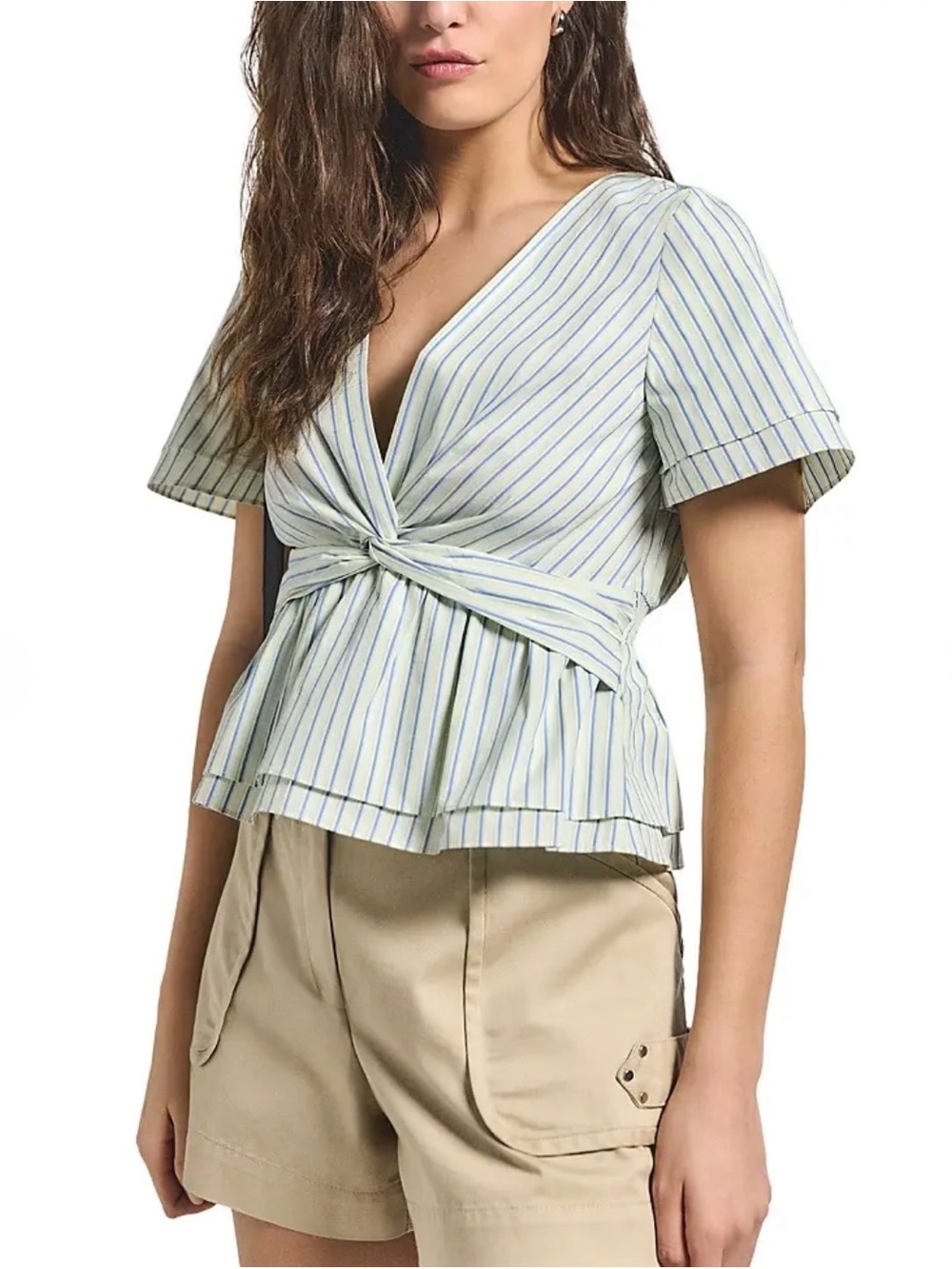 NWOT- DEREK LAM 10 CROSBY Caspien Twist Front Top, electric multi, size 6